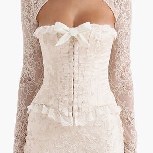 House of CB PERDITA Ivory Metallic Jacquard Corset & Bolero